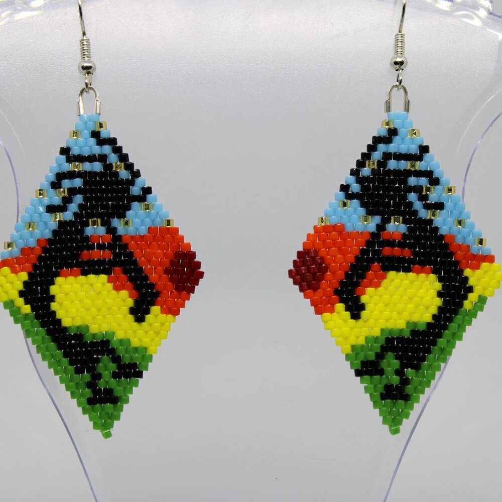 Handmade Kokopelli Beaded Dangle Earrings